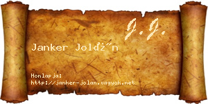 Janker Jolán névjegykártya